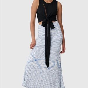 NWT C/MEO COLLECTIVE Maxi Knit Blue and White Marble Knit Skirt